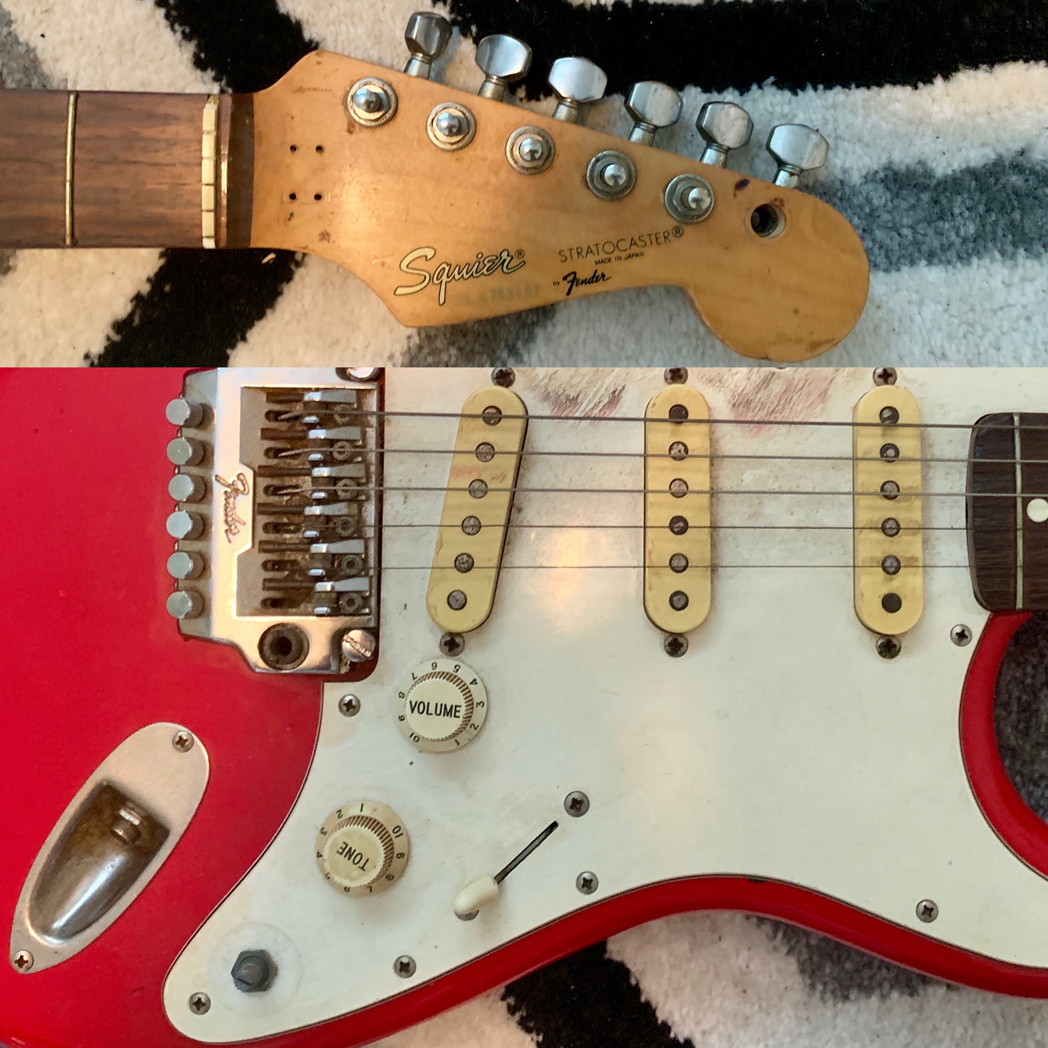 old, broken 1987 Japanese Fender Stratocaster Squier